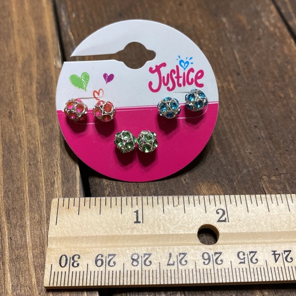 Earrings from Justice. Sparkling hot pink, blue & light green. Brand new - Picture 6 of 7